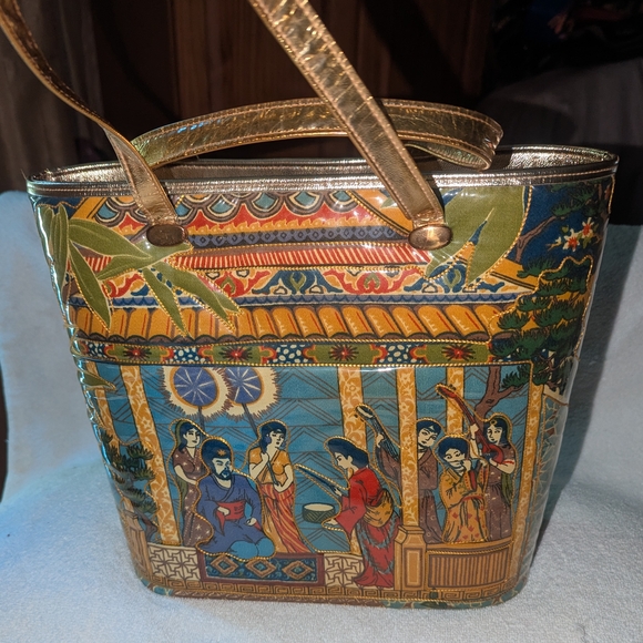 Vintage Delill Quilted Persian Scene Tote Bag . - Picture 2 of 11